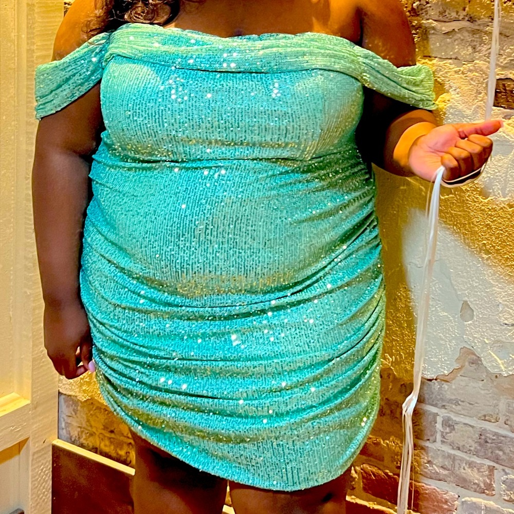 Sage green sequin dress